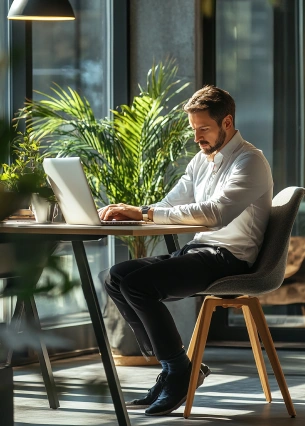 Portret biznesmena pracującego w nowoczesnym biurze